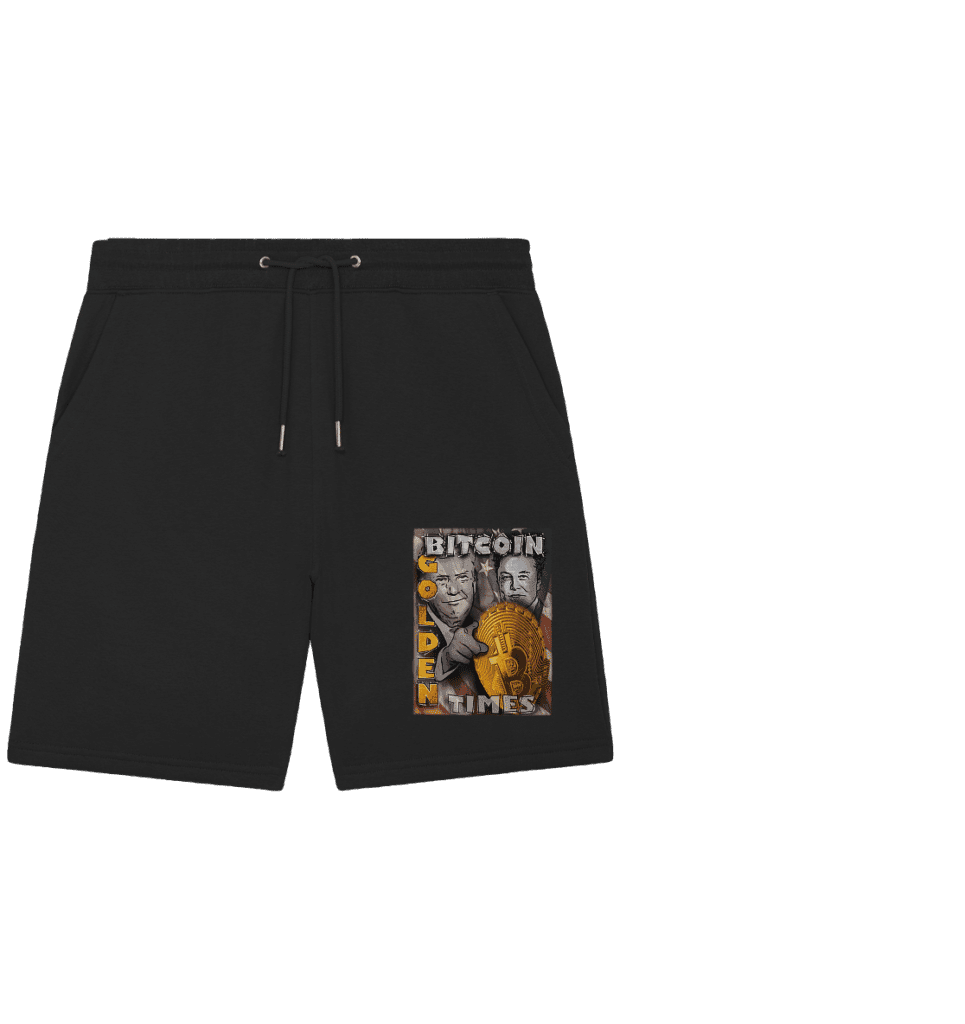 Nachhaltige Jogger Shorts mit Bitcoin Golden Times Design – ideal für Sommer und Freizeit